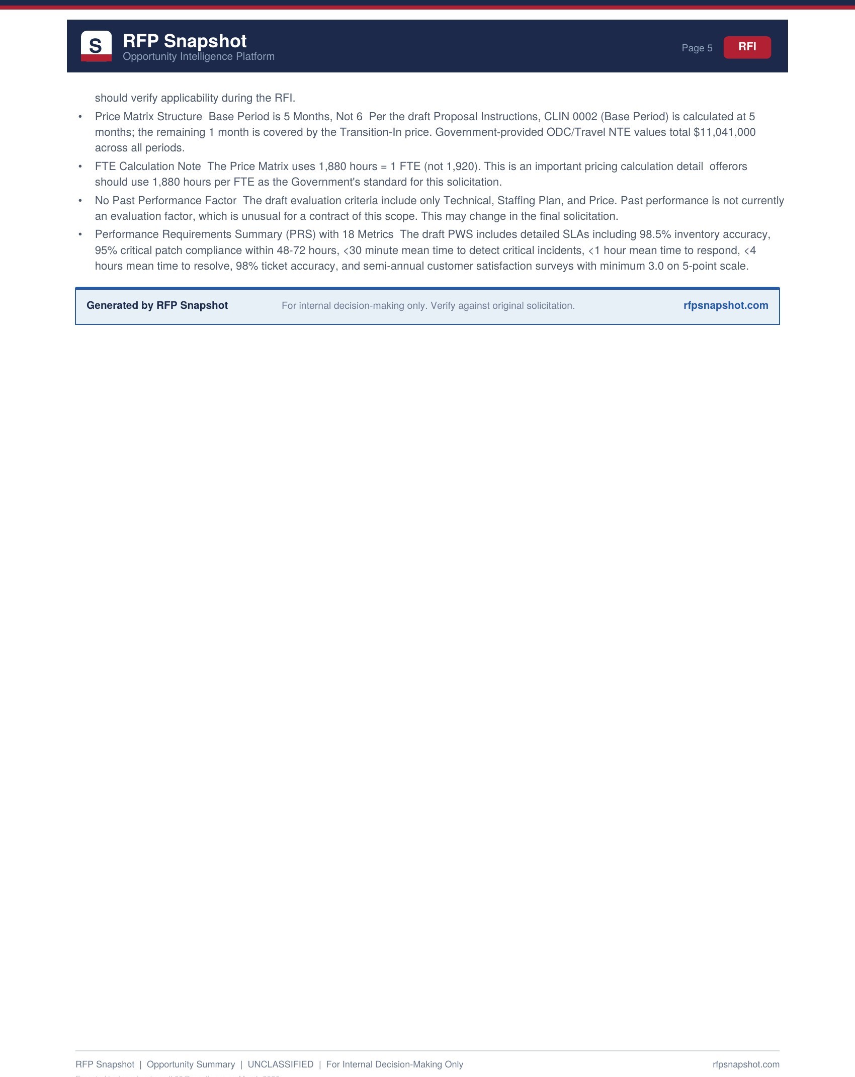 DHA Snapshot Page 5 - Risk items and SLA metrics