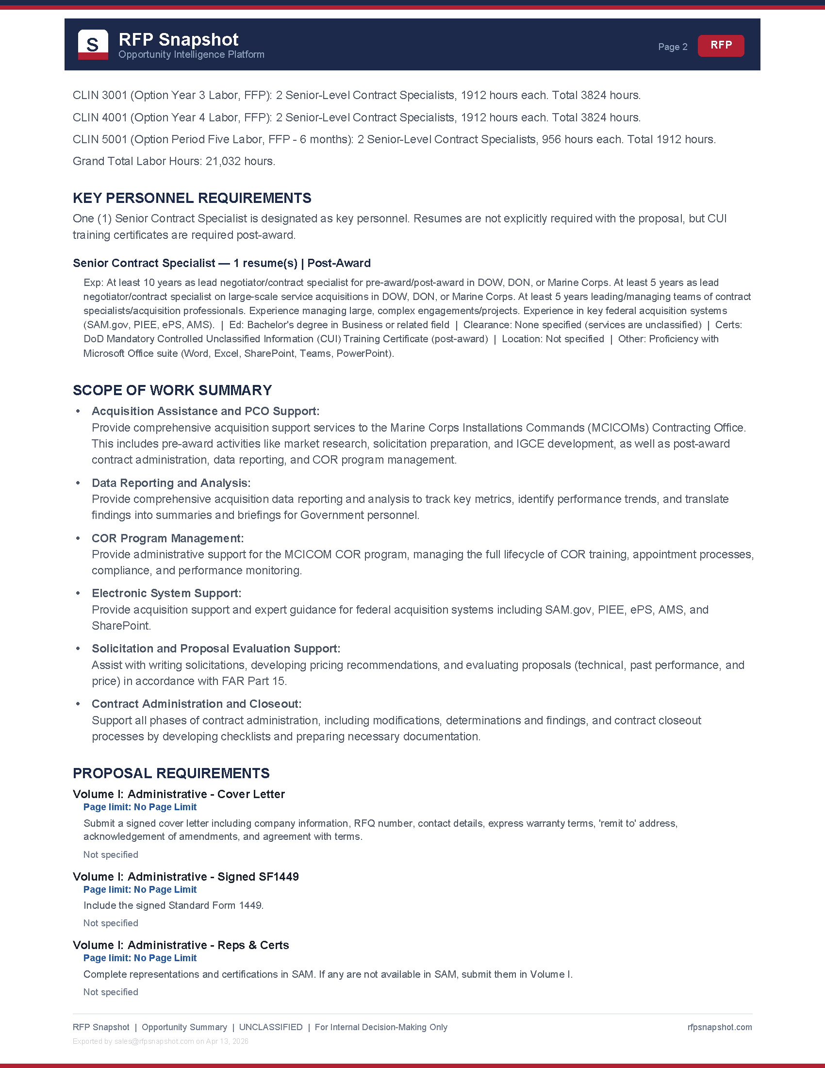 MCICOM Snapshot Page 2 - Staffing requirements and key personnel